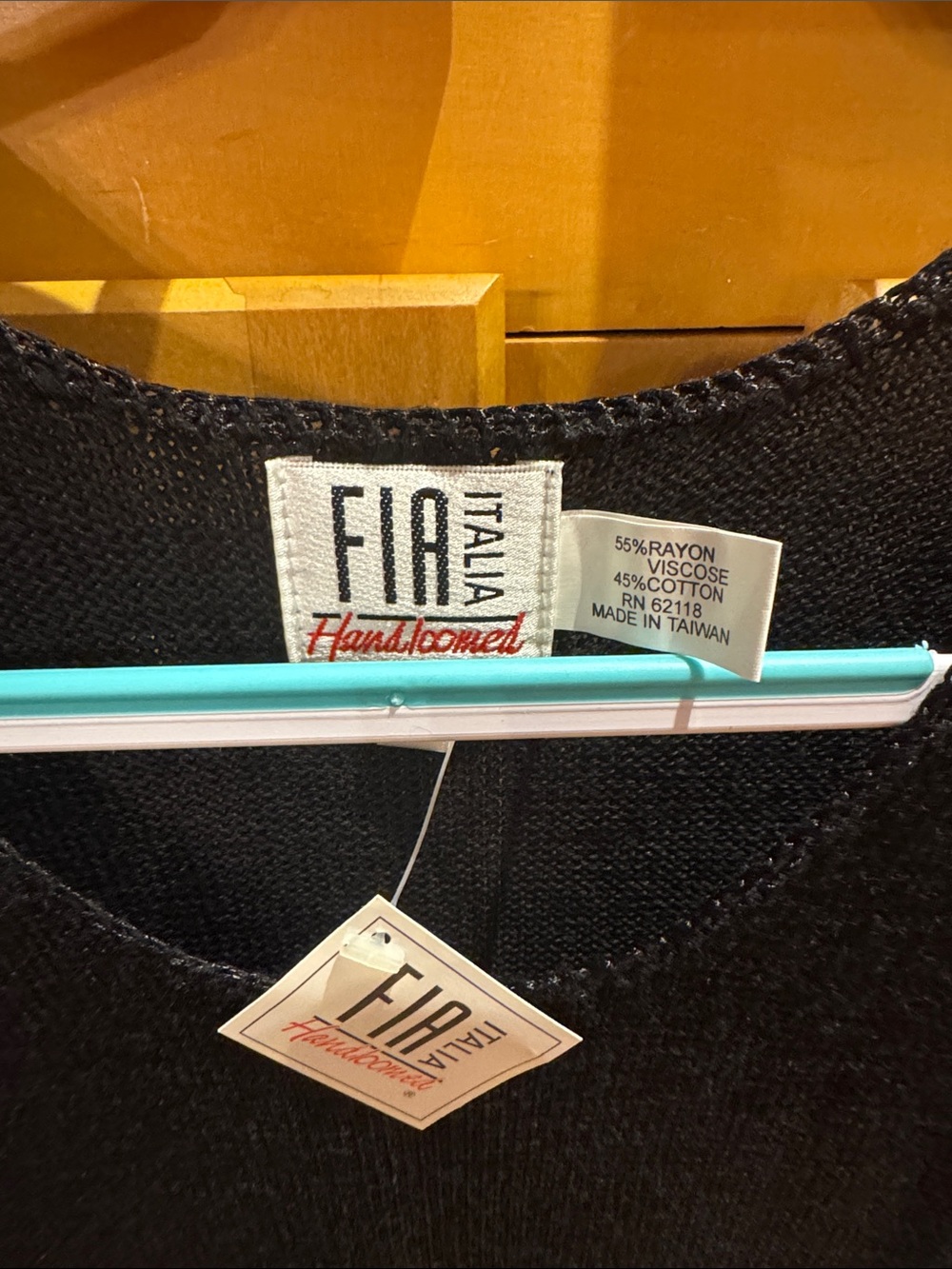 Italina Black Handloomed Knit Top with Tags